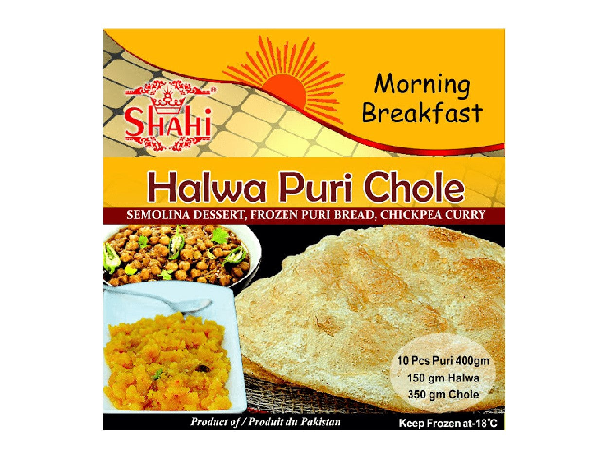 Shahi Halwa Puri Chole Combo – Authentic frozen breakfast combo with puris, chole, and halwa